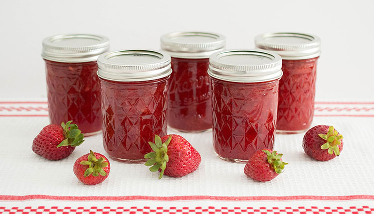 Strawberry jam bottle