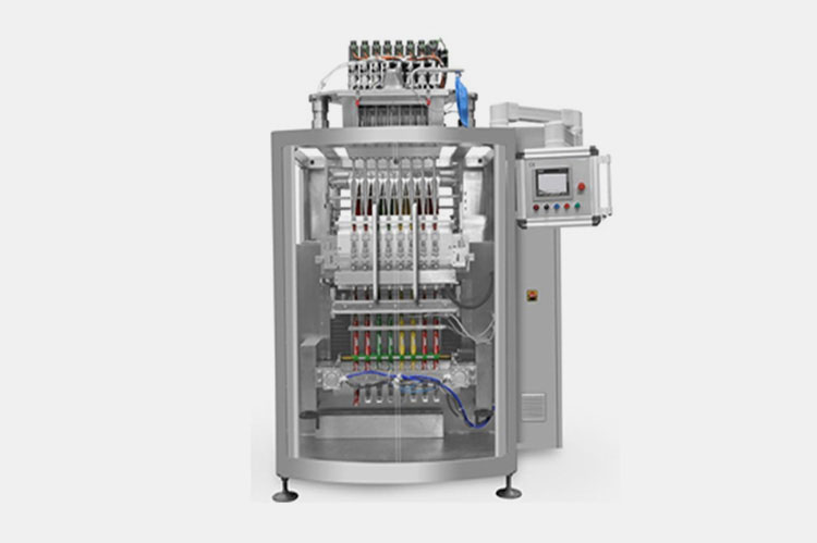 Continuous motion liquid beverage multi lane stick packing machine