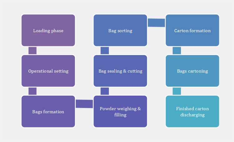 Working Principles Of Twelve Lanes Powder Cartoning Production Line