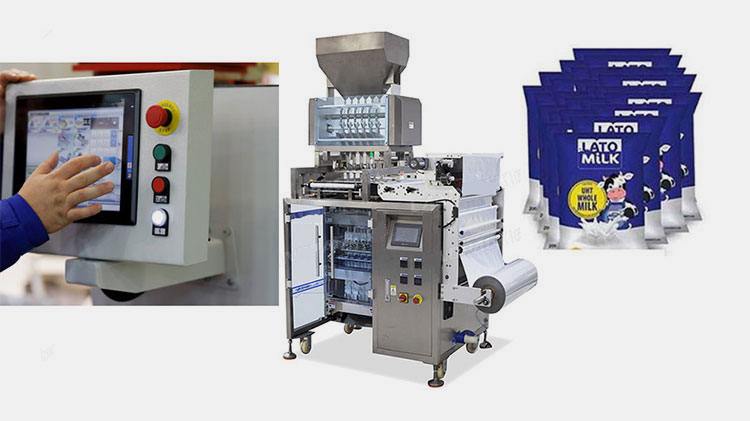 a liquid milk 4 side sealing machine work