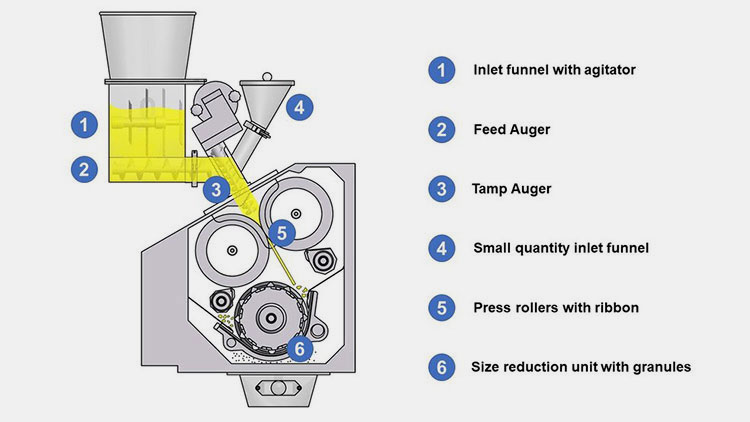 Steps in the Roller Compaction Dry Granulation Process