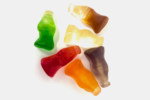 Gummy soda pop bottles