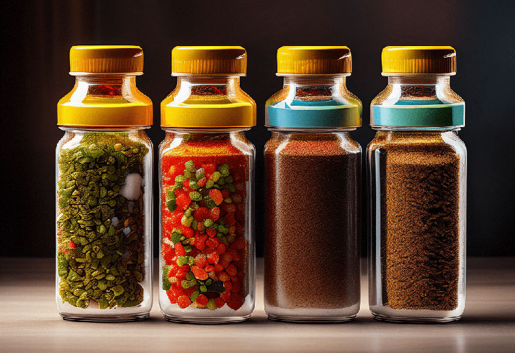 Various bottles of spices