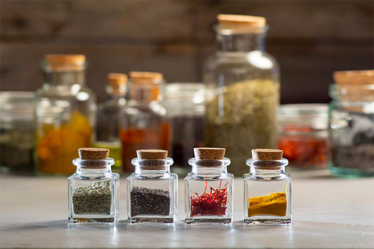 Various jars of spices